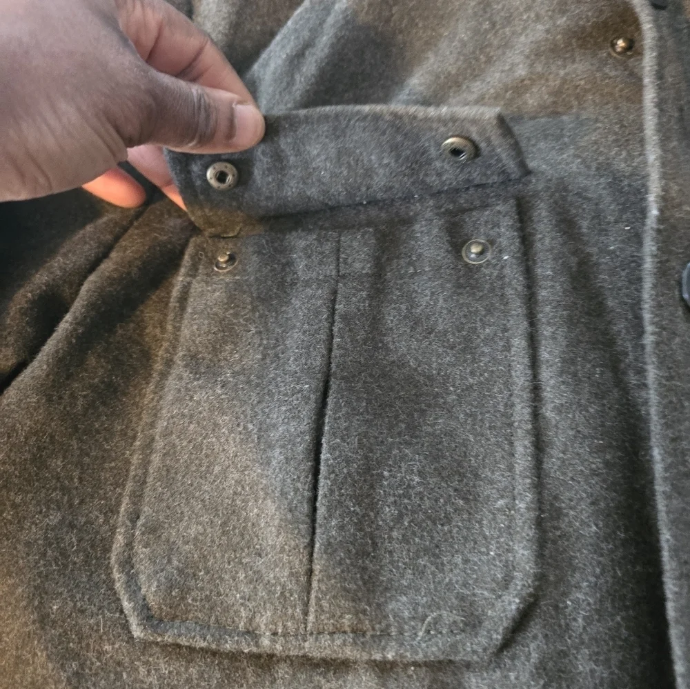 Banana Republic Green Wool Blend Winter Jacket Men Coat Hoodie Green Rare Heavy - Picture 8 of 16